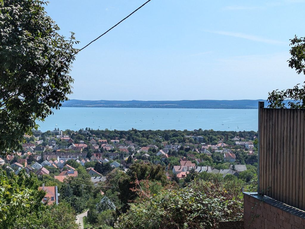 overlook of the paradise-like suburbs surrounding lake Balaton, the largest lake in Hungary