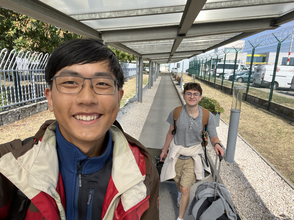 Dante and Skyler at the airport after just landing in Budapest.